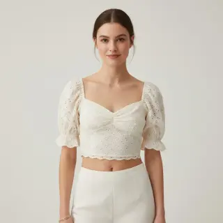 Bavlnená látka EMBROIDERY Rosemary white