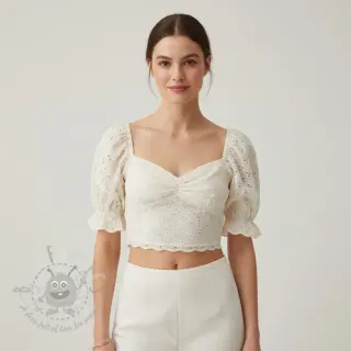 Puuvillakangas EMBROIDERY Rosemary white