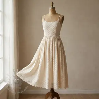 Puuvillakangas EMBROIDERY Rosemary off white
