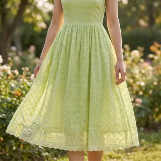 Puuvillakangas EMBROIDERY Rosemary lime
