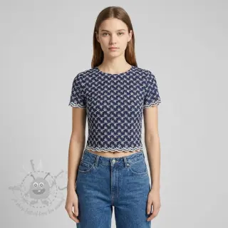 Puuvillakangas EMBROIDERY Rosemary navy