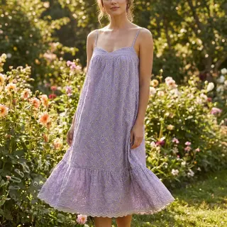 Puuvillakangas EMBROIDERY Rosemary lilac