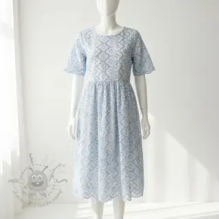 Puuvillakangas EMBROIDERY Lilian blue