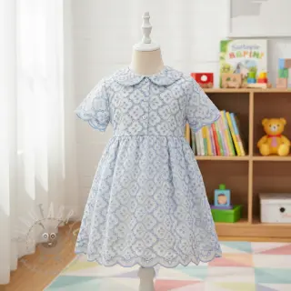 Puuvillakangas EMBROIDERY Lilian blue