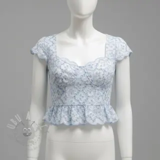 Puuvillakangas EMBROIDERY Lilian blue