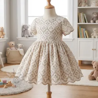 Puuvillakangas EMBROIDERY Lilian natural