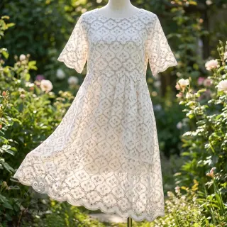 Puuvillakangas EMBROIDERY Lilian natural