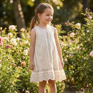 Bavlnená látka EMBROIDERY Lilian beige