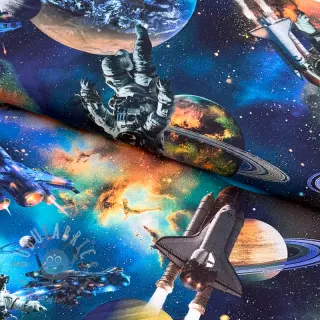 Puuvillakangas Space navy digital print