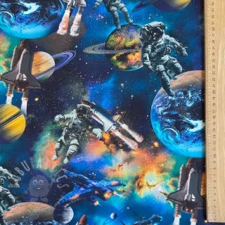 Puuvillakangas Space navy digital print