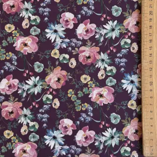 Bavlnená látka Flowers Anabell dark purple digital print