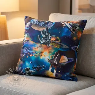 Puuvillakangas Space navy digital print