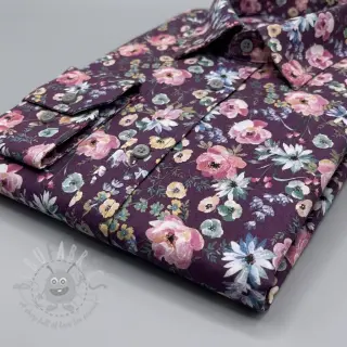 Puuvillakangas Flowers Anabell dark purple digital print