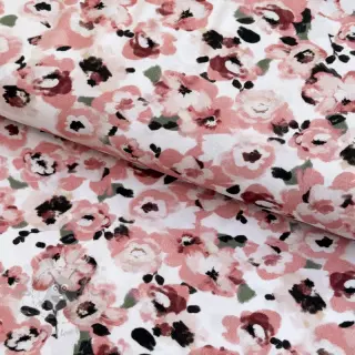 Viskoosi POPLIN STRETCH Flowers white digital print