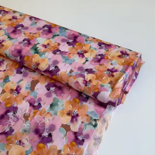 Viskoosi LUREX Flowers purple orange digital print