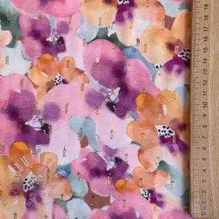 Viskoosi LUREX Flowers purple orange digital print