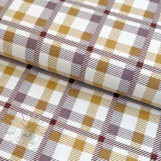 Puuvillakangas FLANNEL Checks and checks ochre