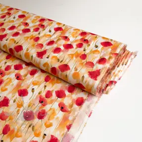 Viskoosi RAYON POPLIN Poppys design C