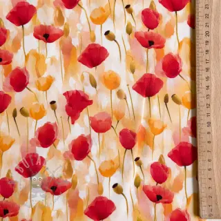 Viskoosi RAYON POPLIN Poppys design C
