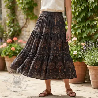 Viskoosi RAYON POPLIN Dark barrock design A