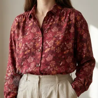 Viskoosi RAYON POPLIN Dark barrock design C
