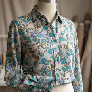 Viskoosi RAYON POPLIN Simplistic flowers design C