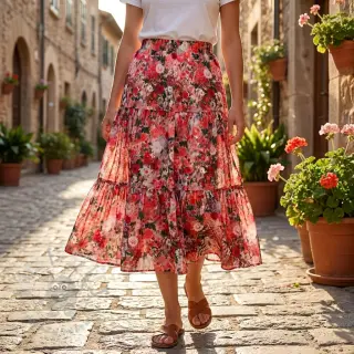 Viskoosi RAYON POPLIN Wild flowers design B
