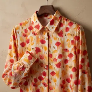 Viskoosi RAYON POPLIN Poppys design C