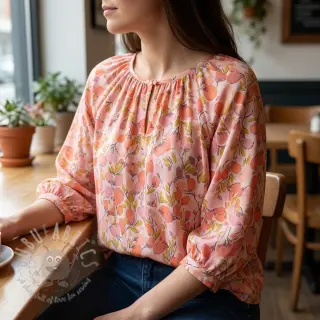 Viskoosi RAYON POPLIN Simplistic flowers design A