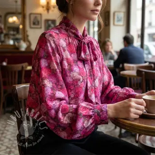 Viskoosi RAYON POPLIN Flower sea design Ja