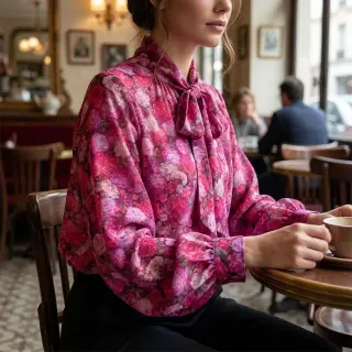 Viskóza RAYON POPLIN Flower sea design A