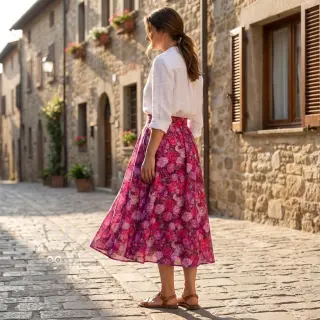 Viskoosi RAYON POPLIN Flower sea design Ja