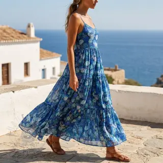 Viskoosi RAYON POPLIN Flower sea design B