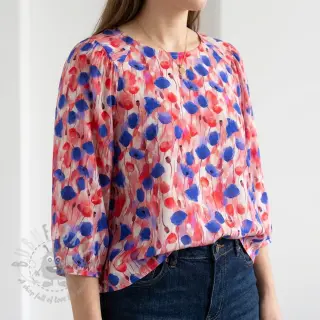 Viskoosi RAYON POPLIN Poppys design Ja
