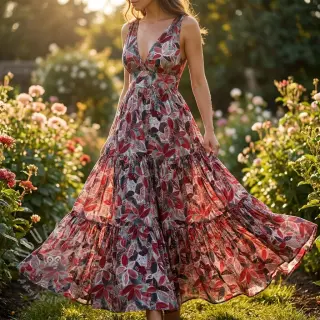 Viskoosi RAYON POPLIN Floral design C