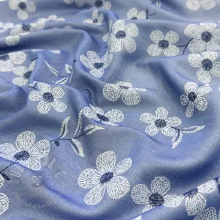 Puuvillakangas JEANS Chambre LUXURY JACQUARD Flowers jeans