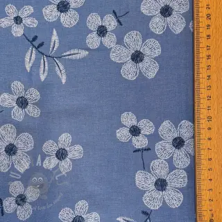 Puuvillakangas JEANS Chambre LUXURY JACQUARD Flowers jeans