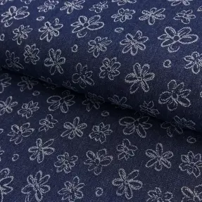 JEANS DENIM JACQUARD Flower dark blue