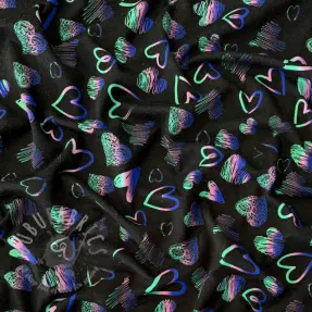 Úplet Hearts black digital print