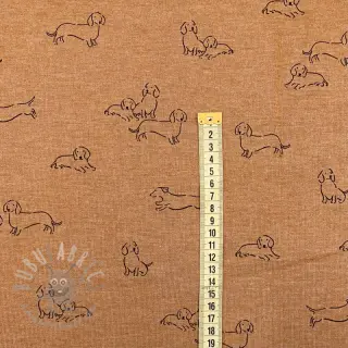 Teplákovina počesaná Dogs camel melange