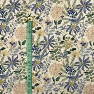 Neulos pellavalla Flowers ecru blue digital print