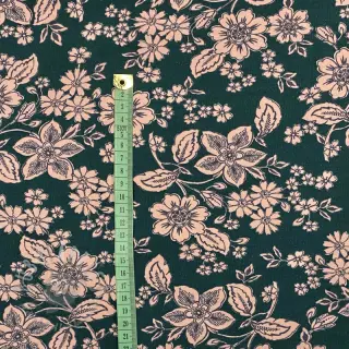 Harjattu collegekangas SOFT Flowers emerald