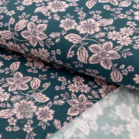 Harjattu collegekangas SOFT Flowers emerald