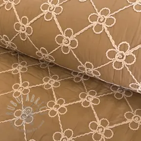 Tikattu kangas Flower design light brown