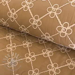 Tikattu kangas Flower design light brown