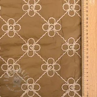 Tikattu kangas Flower design light brown