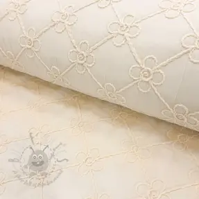 Tikattu kangas Flower design offwhite