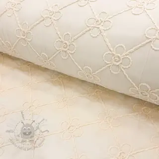 Tikattu kangas Flower design offwhite