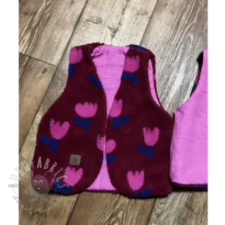Päällystakkikangas TEDDY JACQUARD Tulips dark red