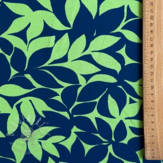 Harjattu collegekangas SOFT Leaves green navy